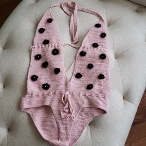Crochet Pink One piece Cover Up